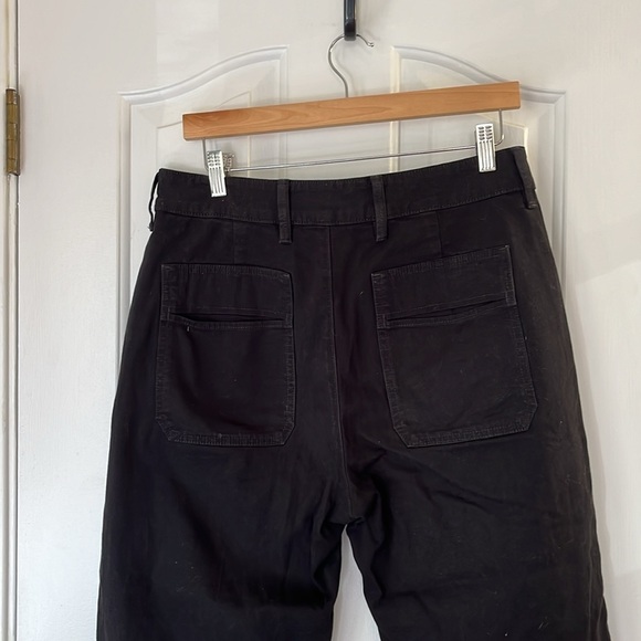American Giant | Wide Leg Cropped Pants Black Heavy Cotton Stretch Size 8 - Picture 5 of 9